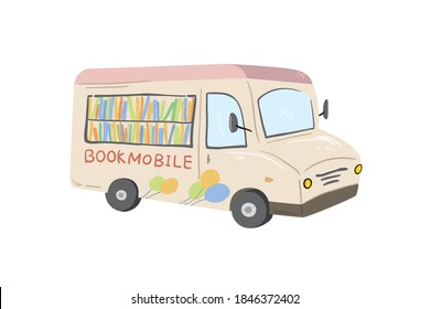 Bookmobile, Book Bus, Mobile Library Vector Illustration