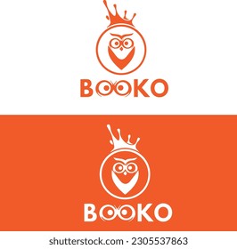 Booko logo design with vector file. Booko icon design. Booko initial alphabet logo design. Booko orange logo design. Owl in vector file.