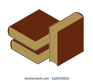 Books 3d isometric vector illustration isolated on white, can be used as an icon or logo.