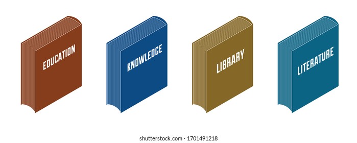 Books 3d isometric vector illustration isolated on white, can be used as an icon or logo.