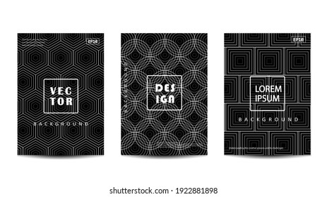 Books with abstract patterns.Book with wavy lines are in black and white color.Album of the book.A set of trendy covers.Wave lines.Striped background.Trendy geometric patterns.Striped background.EPS10