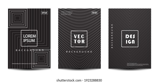 Books with abstract patterns.Book with wavy lines are in black and white color.Album of the book.A set of trendy covers.Wave lines.Striped background.Trendy geometric patterns.Striped background.EPS10