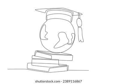 Books add insight into the world. International day of education one-line drawing