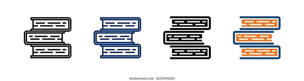 Books All In One Icon Multi Styles Vector Set
