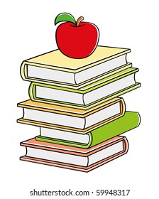 Books and apple