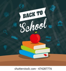 books apple back to shool education  icon set. Colorful and grunge design. Vector illustration