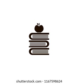 books and apple icon. flat design