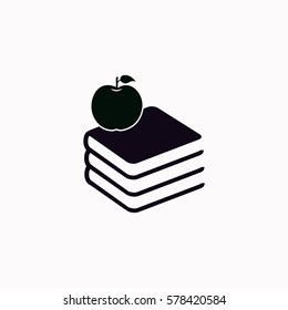 Books with apple  icon. Vector design.