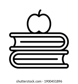 Books, apple, knowledge icon vector image. Can also be used for education. Suitable for use on web apps, mobile apps and print media.