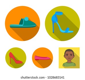 Books, an apple, a man's head with a brain, test tubes with a reagent, a compass with a circle. School set collection icons in flat style vector symbol stock illustration web.