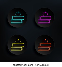 Books and apple sketch dark badge color set icon. Simple thin line, outline vector of education icons for ui and ux, website or mobile application