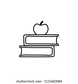 books and apple sketch icon. Element of education icon for mobile concept and web apps. Outline books and apple sketch icon can be used for web and mobile on white background
