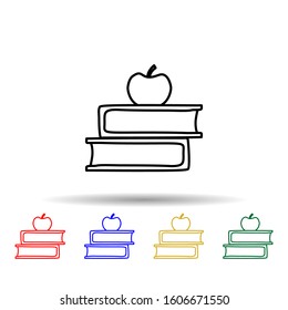 books and apple sketch multi color style icon. Simple thin line, outline vector of education icons for ui and ux, website or mobile application