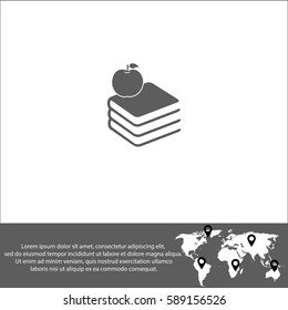 Books with apple vector  icon