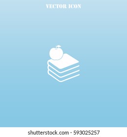 Books with apple vector  icon.