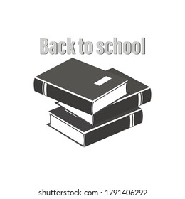 Books. Back to school. Vector icon. Design for emblem, poster, notebook cover. Distance education.