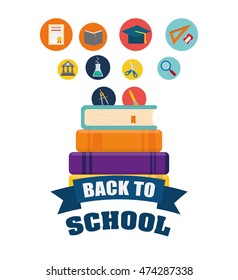 books back to shool education icon set. Colorful and flat design. Vector illustration