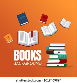 Books background concept for banners, posters, flyers and so on.
Vector illustration in flat style.