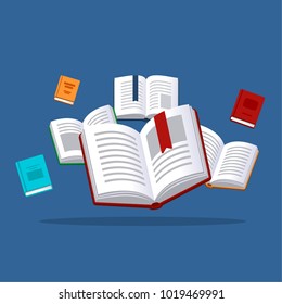 Books background concept. Vector illustration in flat style.