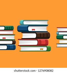 Books background. Science textbook. Research poster. Vector illustration.