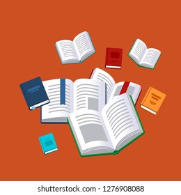 Books Background. Science Textbook. Research Poster. Vector Illustration.