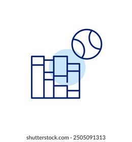 Books and ball. Balance between education and play. Happy childhood. Pixel perfect, editable stroke icon