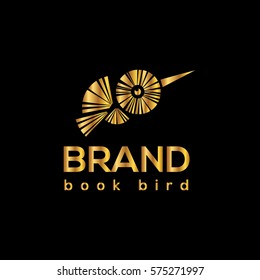Books bird golden vector logo design template. 
