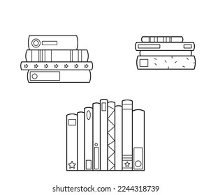 Libros. Imagen vectorial en blanco y negro. Colores.