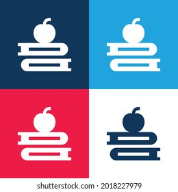 Books blue and red four color minimal icon set