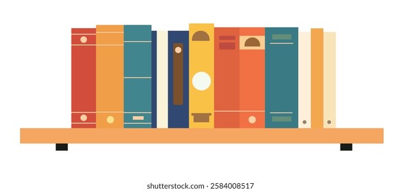 Books with book shelf vector illustration.