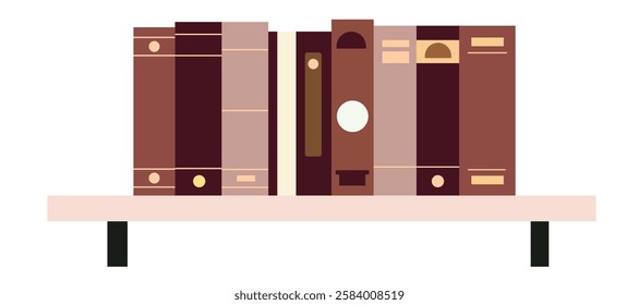 Books with book shelf vector illustration.