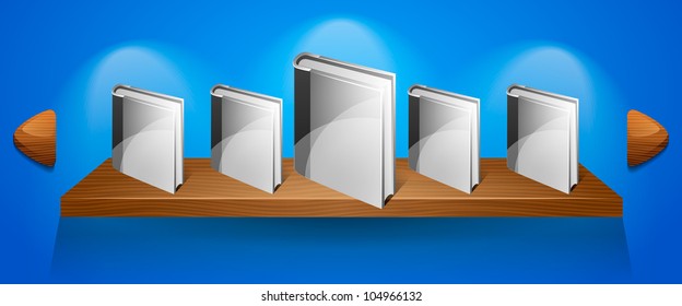 Books in a bookcase in vector format.