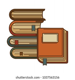 Books with bookmarks vector icon for poetry literature or bookstore and bookshop library design