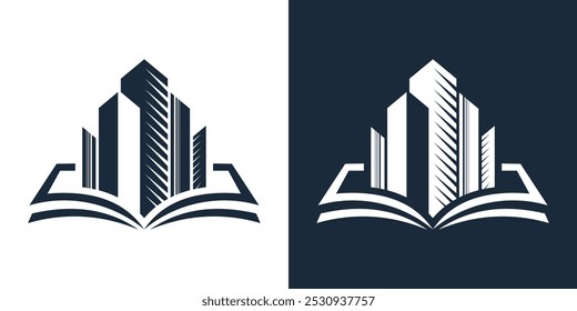 BOOKS AND BUILDINGS LOGO ABSTRACT LINE VECTOR
