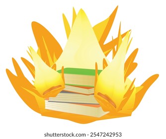 Libros ardiendo en el fuego. Vector