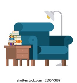 Books chair table and lamp design