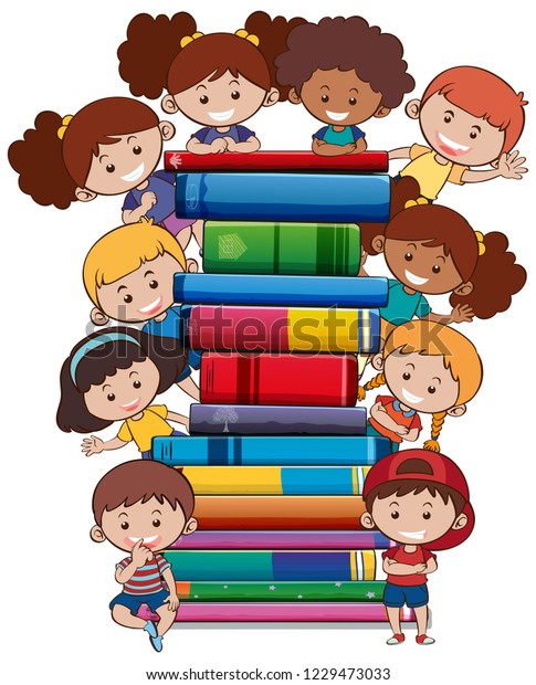 Books Children On White Background Illustration Stock Vector (Royalty ...