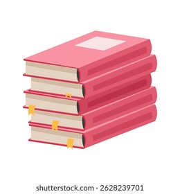 Books clipart isolated on white background. Various notebook position. Stack of books. Materials for education, reading, literature, and scientific theme.