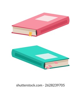 Livros clipart isolado no fundo branco. Várias posições do bloco de anotações. Pilha de livros. Materiais para educação, leitura, literatura e tema científico.