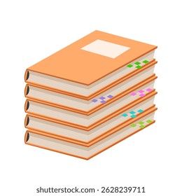 Livros clipart isolado no fundo branco. Várias posições do bloco de anotações. Pilha de livros. Materiais para educação, leitura, literatura e tema científico.