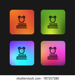 Books and clock with alarm four color gradient app icon design