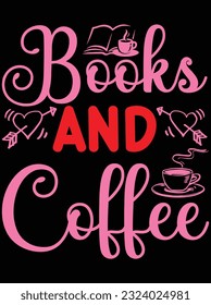 Books and coffee vector art design, eps file. design file for t-shirt. SVG, EPS cuttable design file