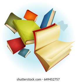 Books Collection Background/
Illustration of a background of books, with red, green, blue and orange covers, for bookstore and library showcase - Shutterstock ID 649452757