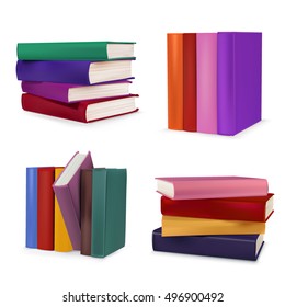 Books collection isolated on a white background.