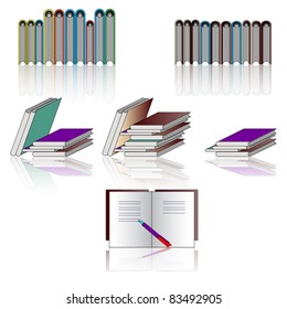 Books collection isolated on a white background.