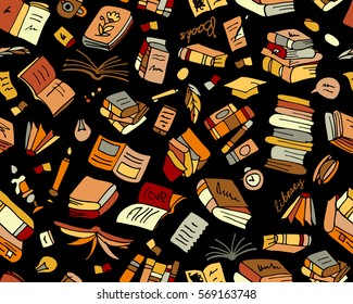 Books collection, seamless pattern for your design