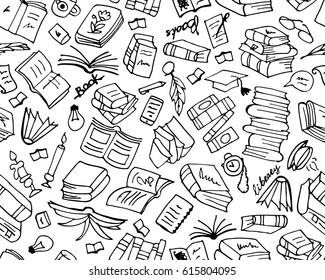 Books collection, seamless pattern for your design