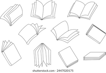 Books collection. Vector illustration in linear style