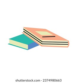 Books color element. Textbook for academic studies. Digital illustration for web page, mobile app, promo.