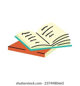 Books color element. Textbook for academic studies. Digital illustration for web page, mobile app, promo.